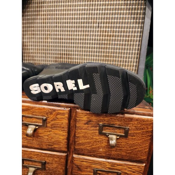 Sorel Black Leather Wedge Heel Ankle Boots Women's Size 8.5 M - Picture 9 of 11